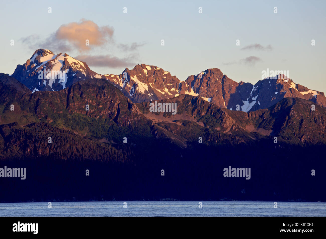 Nord America, USA, Alaska centro sud, Penisola di Kenai, risurrezione Bay, Chugach Mountains, Foto Stock