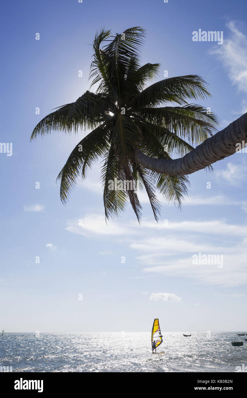 Il Vietnam, mui ne mui ne beach, palm, mare, wind surf, Foto Stock