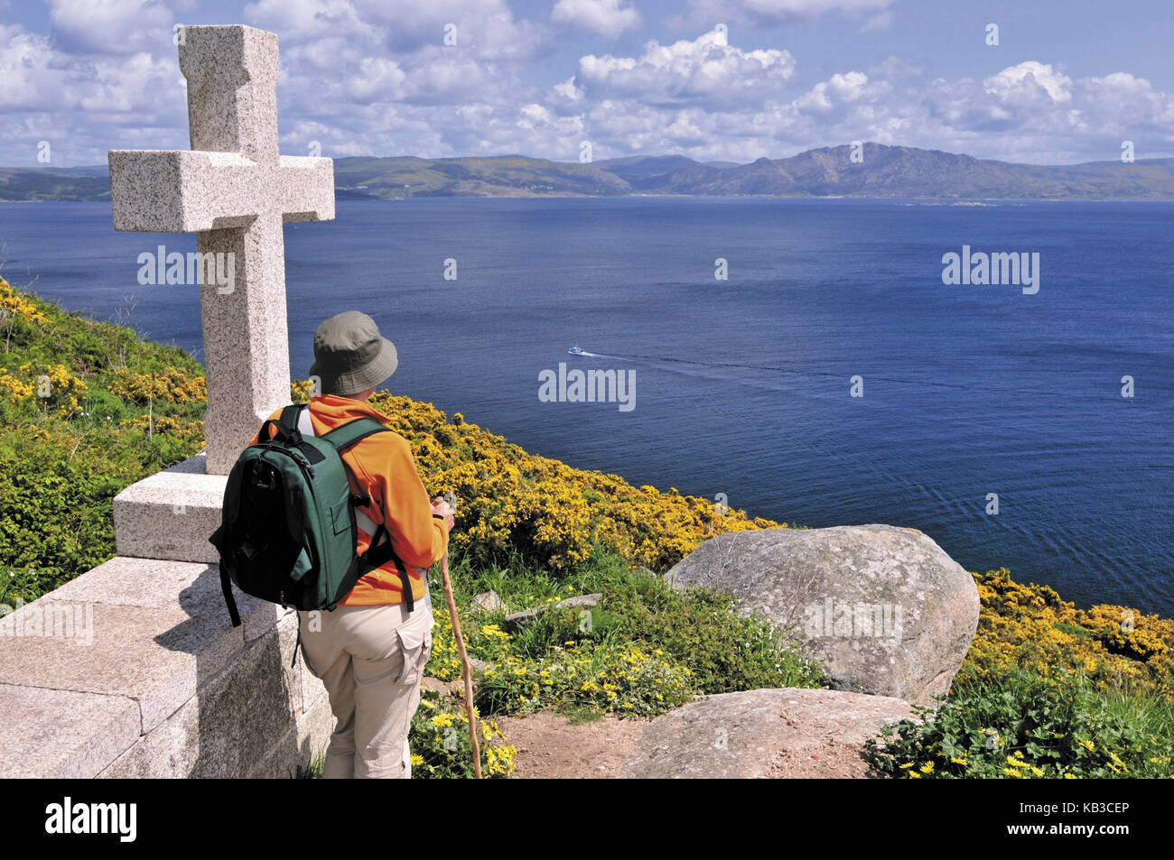 Spagna Galizia, pellegrino giacobino nel Capo Finisterre, Foto Stock
