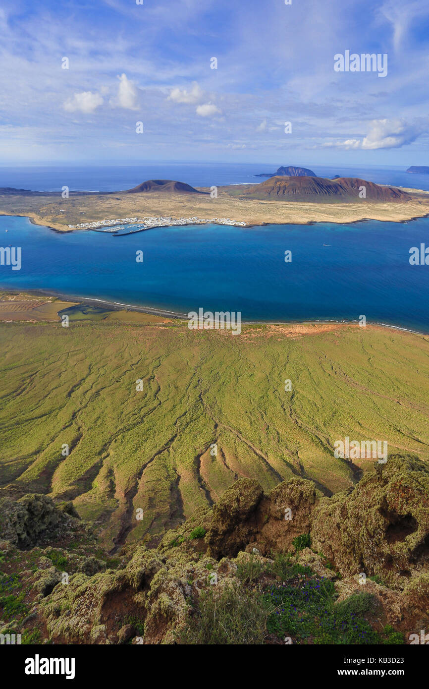 Spagna, Isole Canarie, Lanzarote, Mirador del Rio, Isla Graciosa, Foto Stock