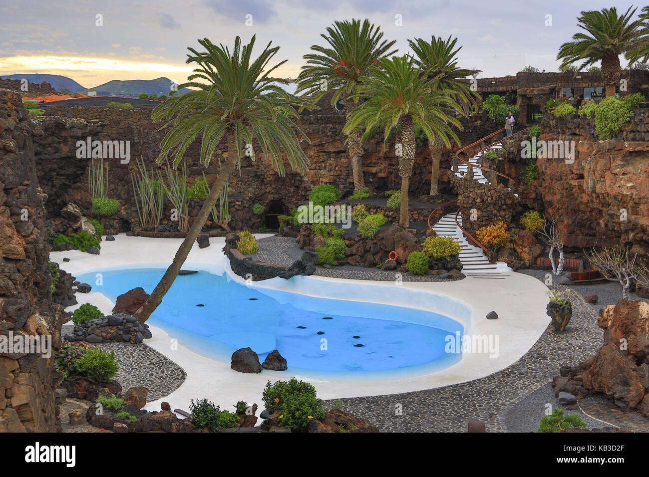 Spagna, Isole Canarie, Lanzarote, Jameos del Agua, piscina artificiale, Foto Stock