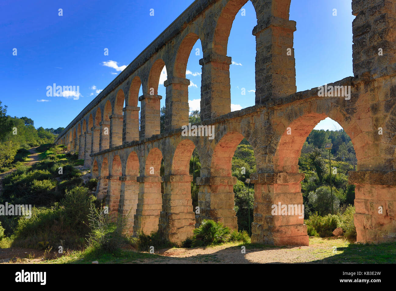 In Spagna, in Catalogna, Tarragona, acquedotto romano, il ponte del diavolo, il patrimonio culturale mondiale Foto Stock