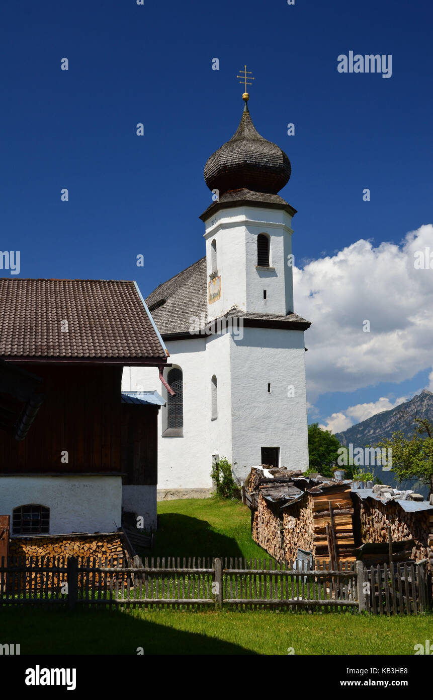 Germania, Baviera, Loisachtal, Wamberg, chiesa del villaggio, Foto Stock