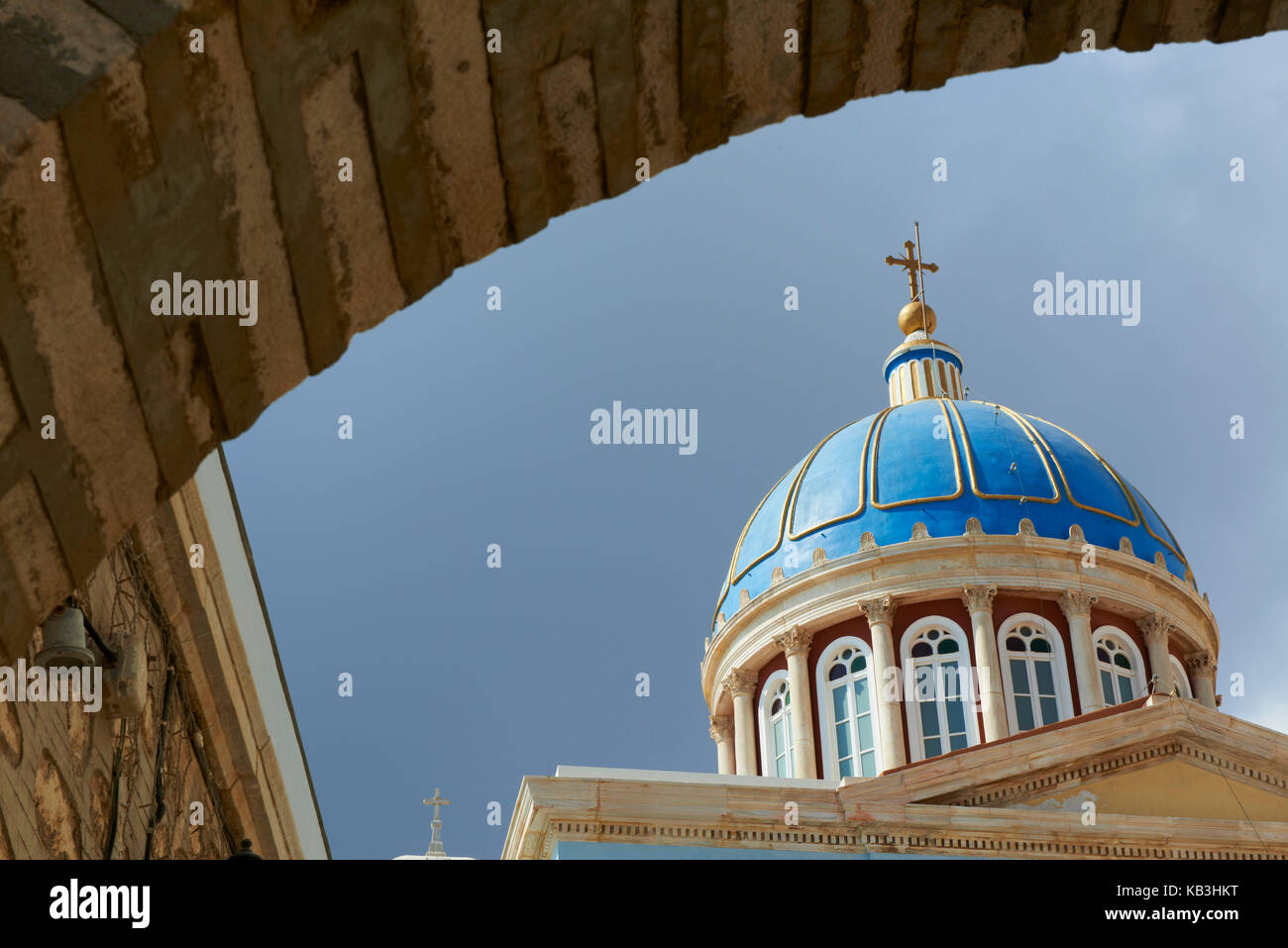 Cupola della chiesa di agio Nikolaos, Syros, Grecia, Europa, Foto Stock