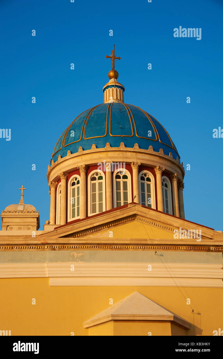 Cupola della chiesa di agio Nikolaos, Syros, Grecia, Europa, Foto Stock