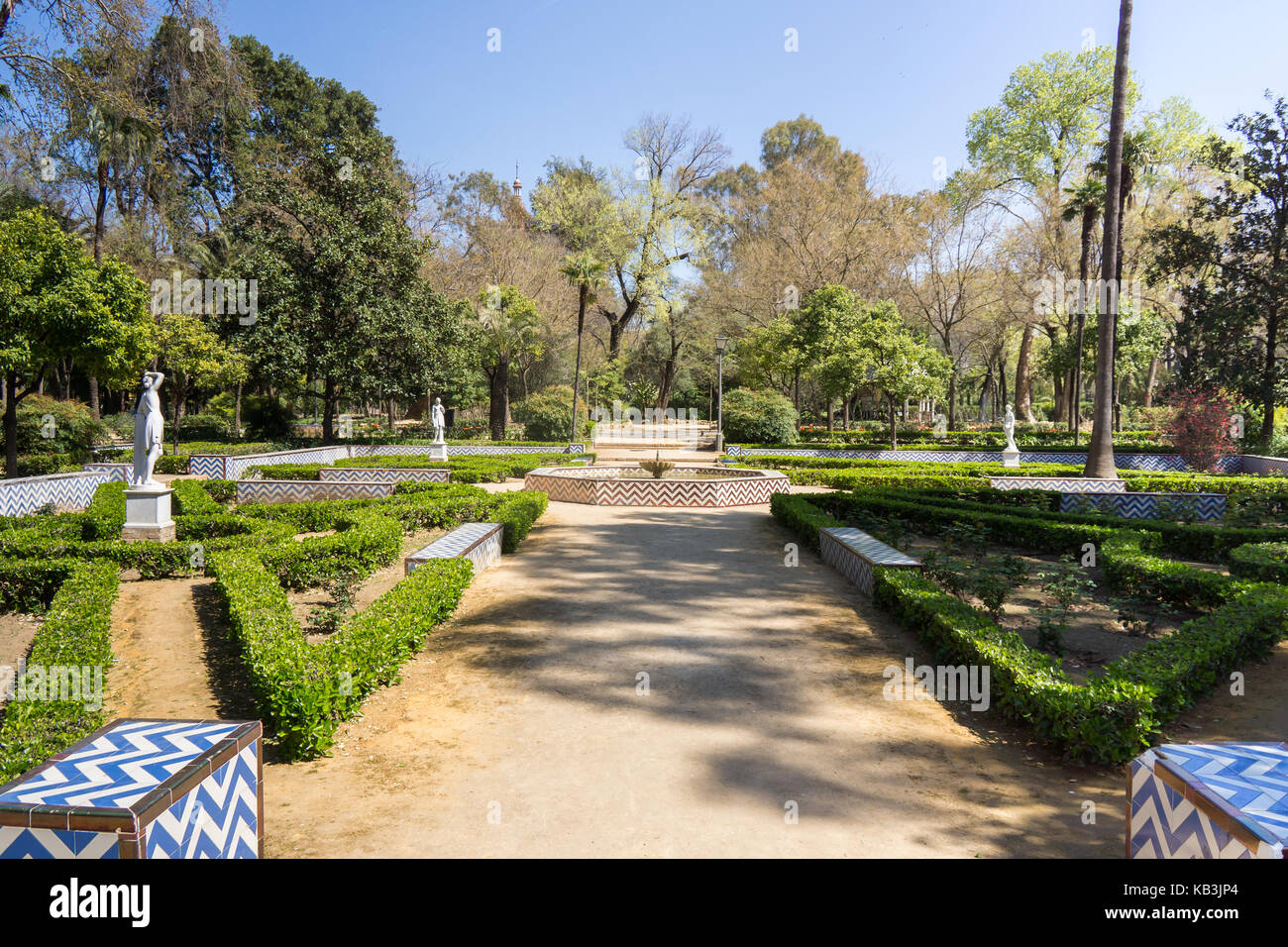 Passeggiata nel Parco Maria Luisa a Siviglia, Spagna Foto Stock