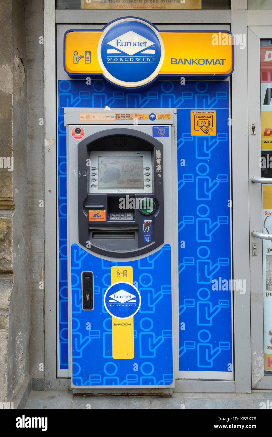 Euronet bancomat a Cracovia, Polonia, Europa Foto Stock