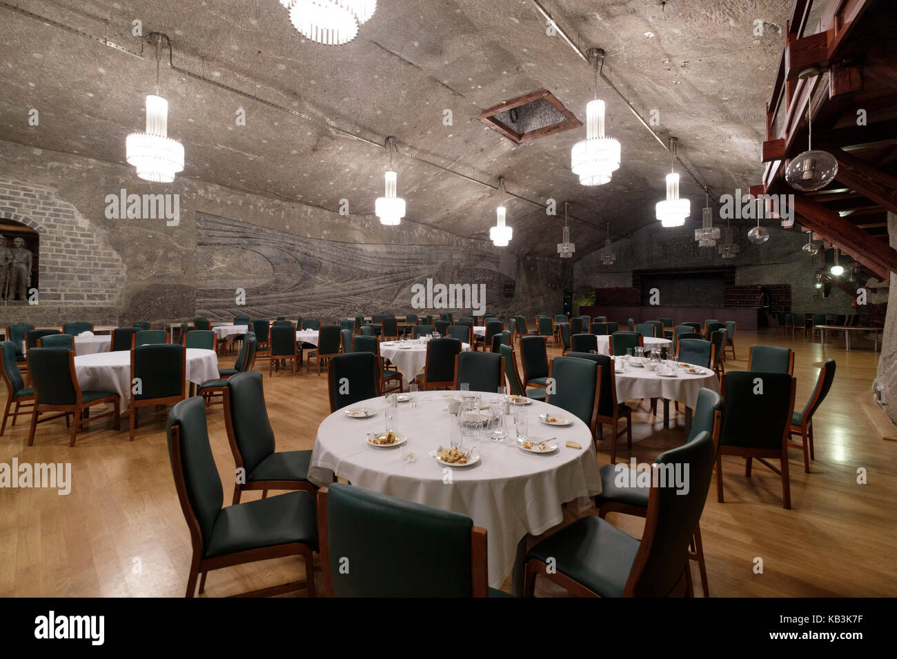 Ristorante interno della Miniera di Sale di Wieliczka, Polonia, Europa Foto Stock