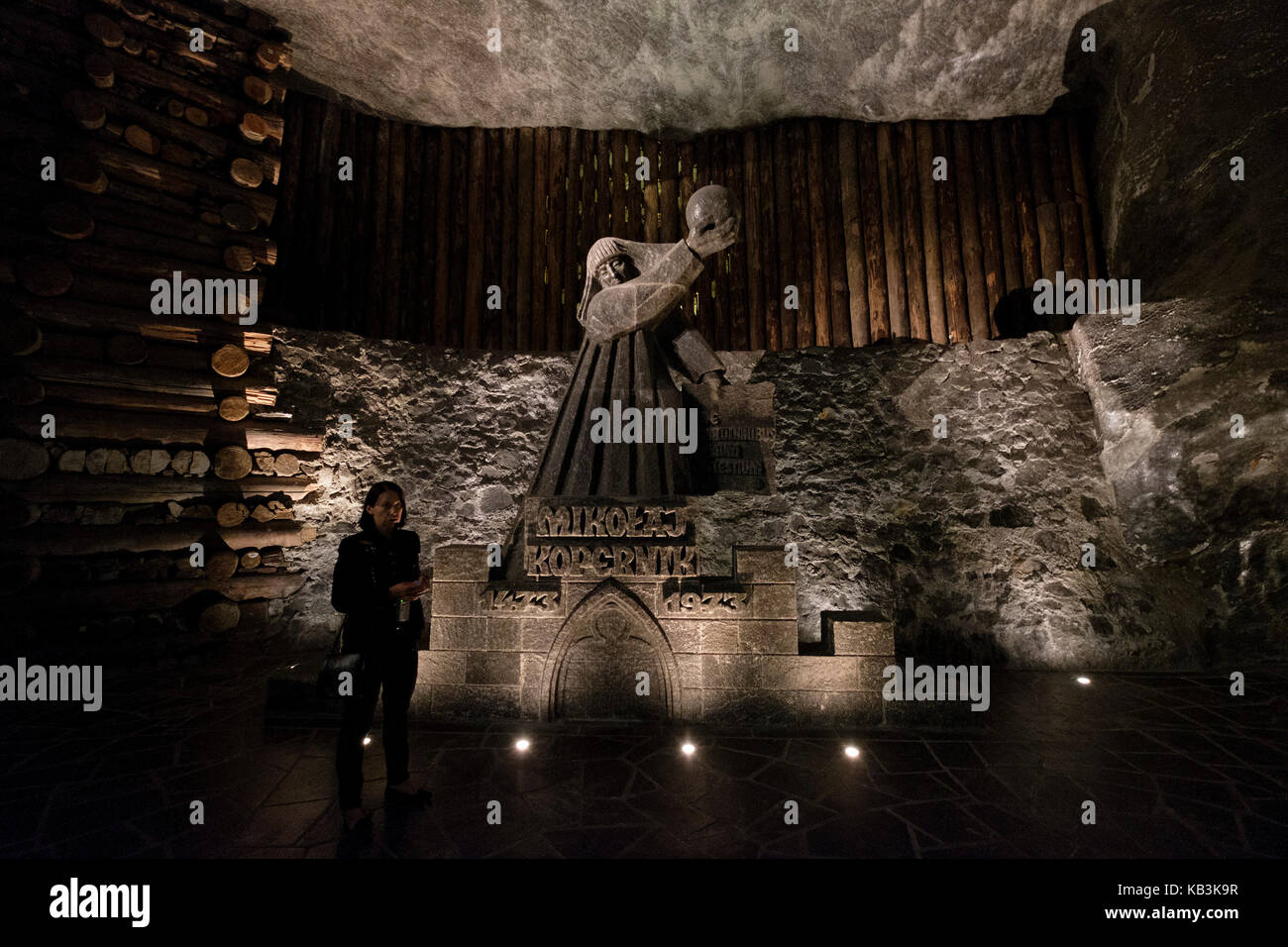Statua di sale di Nicolò Copernico alla Miniera di Sale di Wieliczka, Polonia, Europa Foto Stock