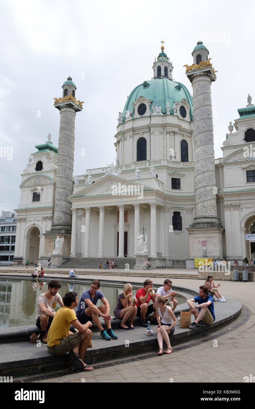 San Carlo Chiesa" (Karlskirche), Vienna, Austria, Europa Foto Stock