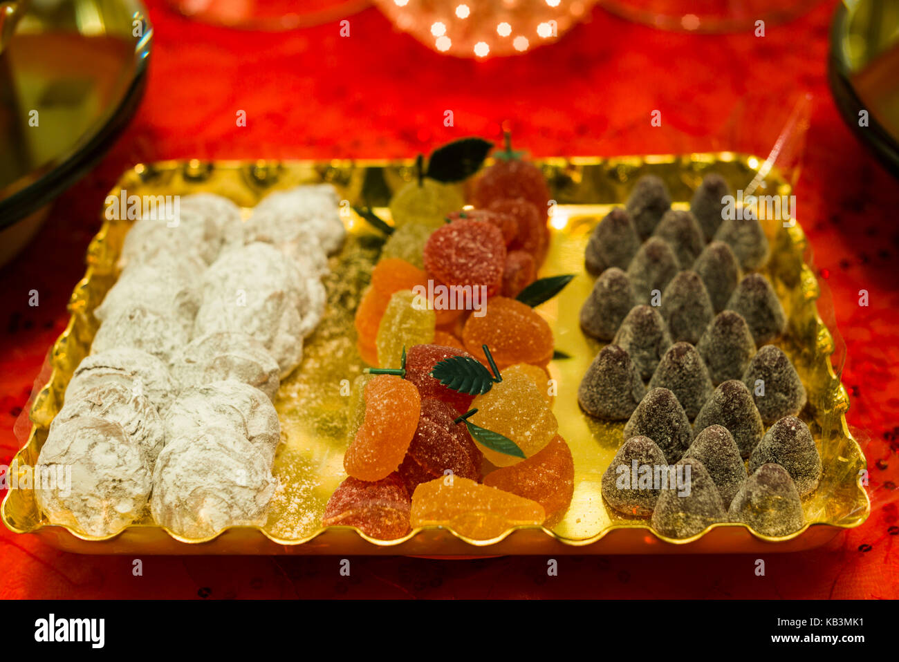 Belgio, bruges, cioccolatini belgi shop, vari dolci Foto Stock