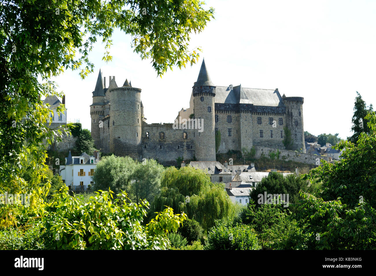 Francia, Ille-et-Vilaine, Vitré, sosta sulla strada di San Giacomo, il castello Foto Stock