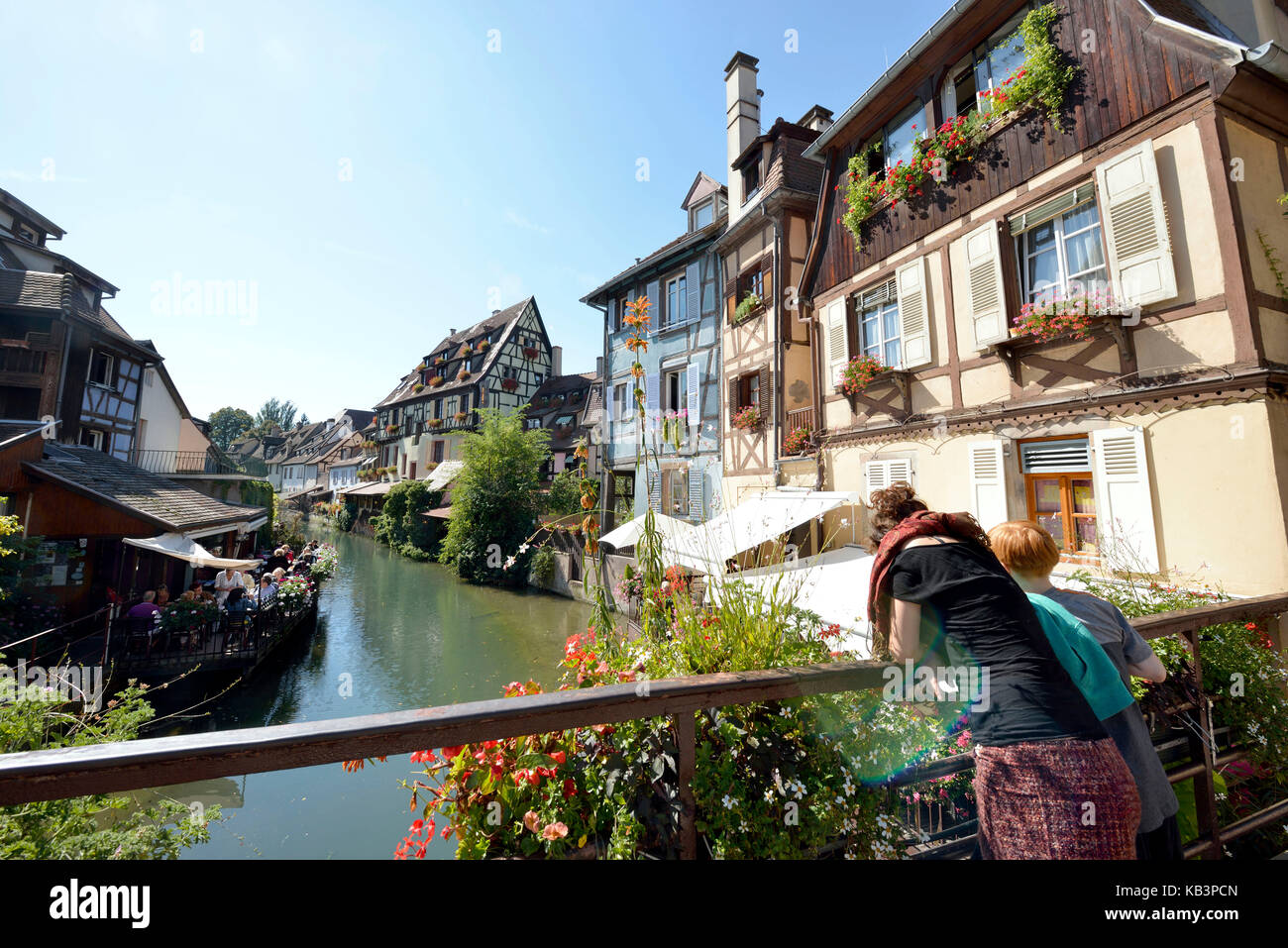 Francia, Haut Rhin, Colmar, la Petite Venise district, tradizionali tipiche case a graticcio Foto Stock