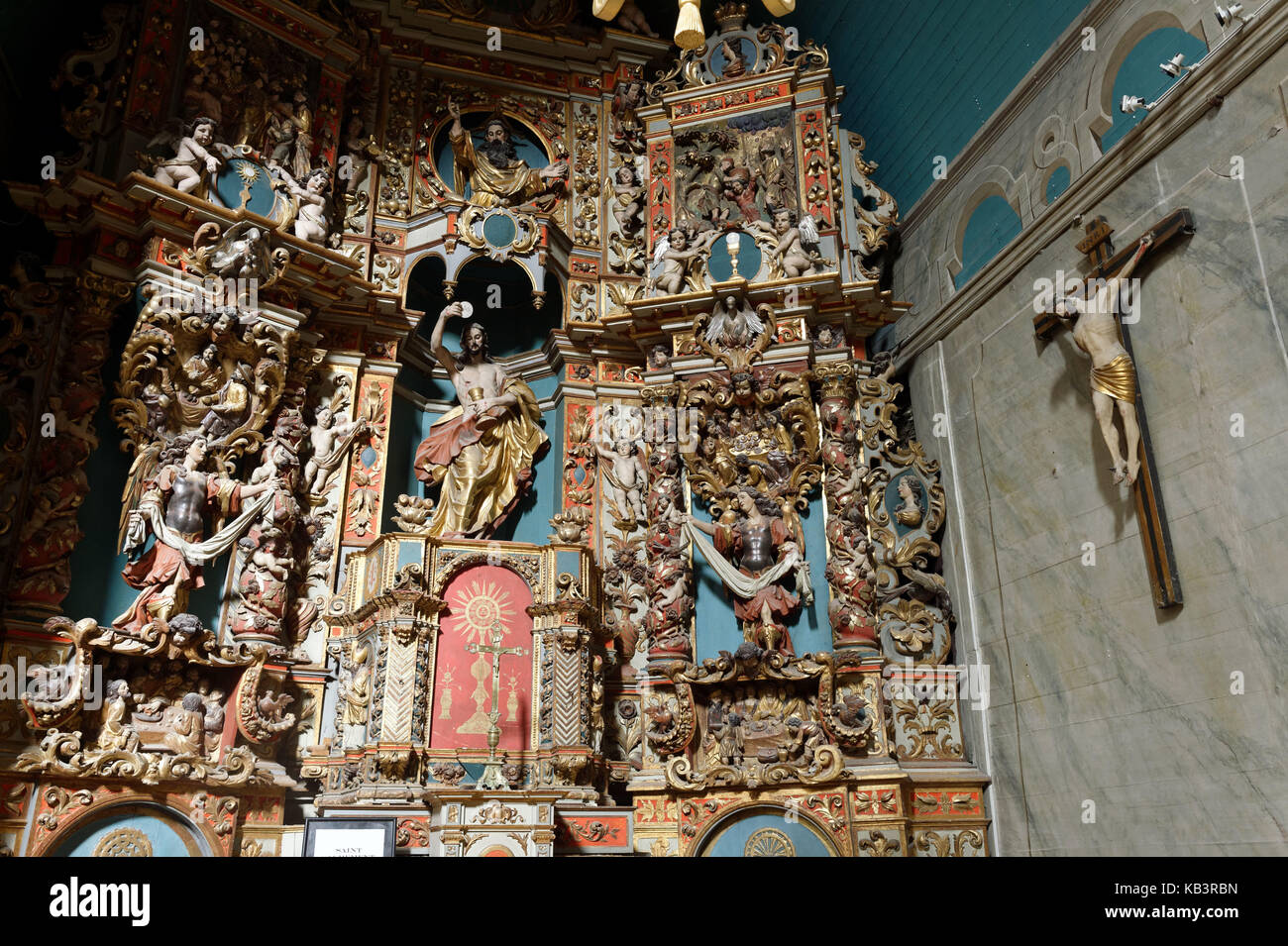 Francia, Pirenei orientali, Collioure, chiesa di Notre Dame des Anges, pala d altare del Santissimo Sacramento Foto Stock