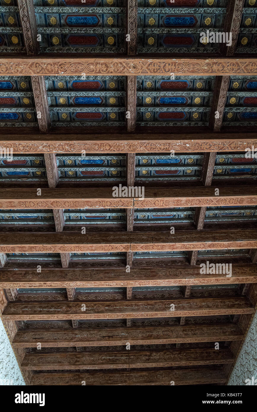 Soffitto in legno in una stanza di Pilato in casa di Siviglia, Spagna Foto Stock