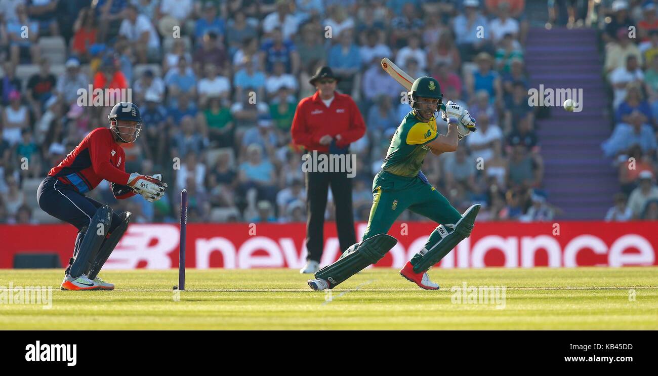 Farhaan Behardien del Sud Africa batting durante la International venti20 match tra Inghilterra e Sud Africa a Ageas ciotola in Southampton. 21 Giu 2017 Foto Stock