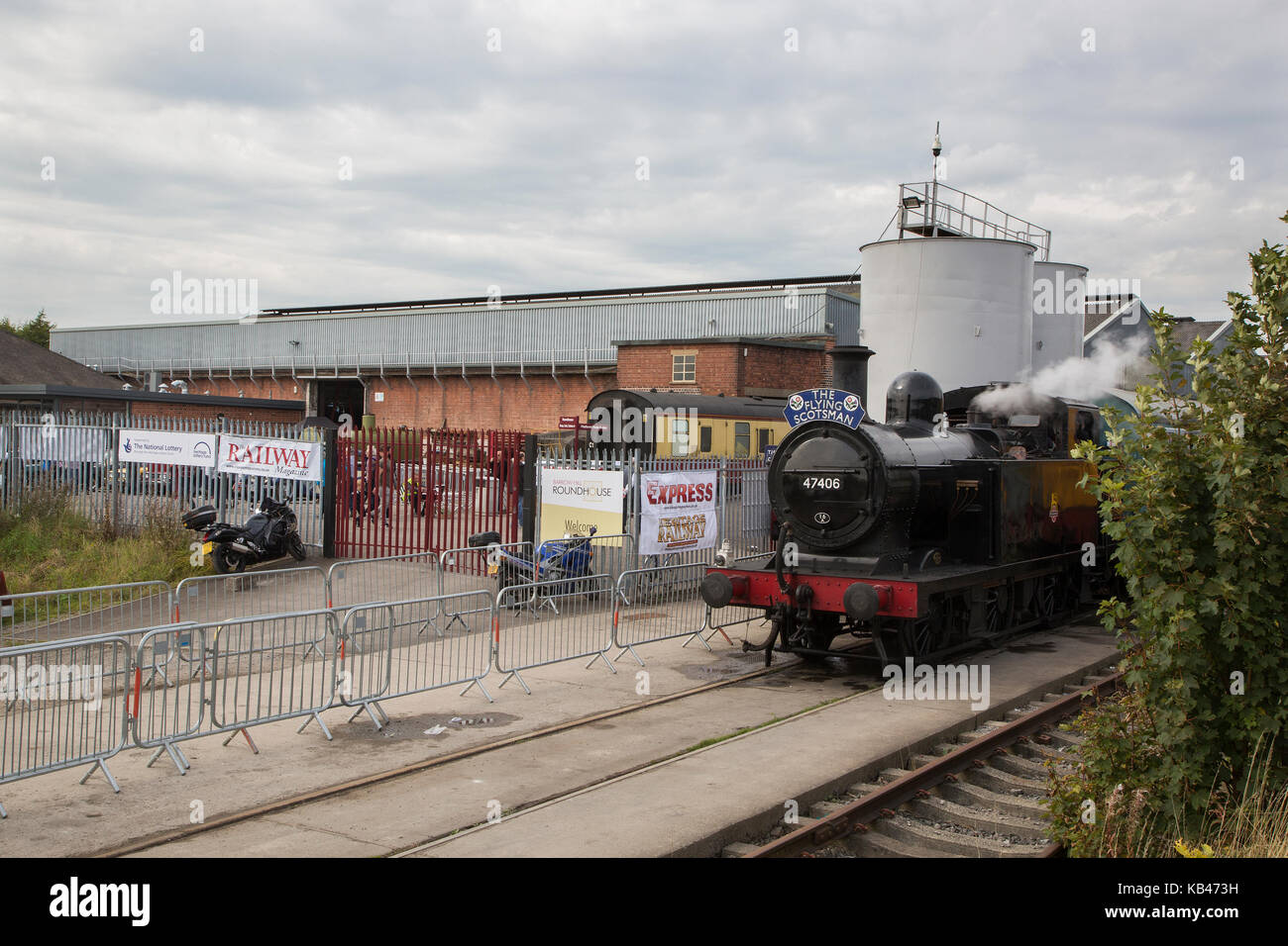 Il barrow hill roundhouse & centro ferroviario, un ex ferrovia Midland roundhouse di barrow hill, vicino a Chesterfield, Derbyshire Foto Stock