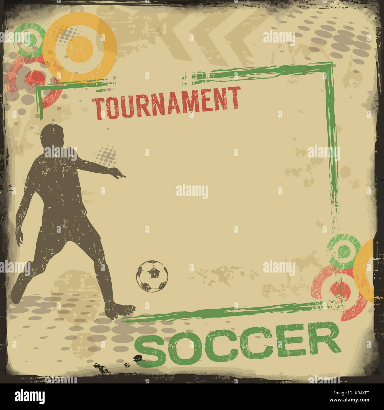 Annata Calcio poster o di telaio su sfondo grunge, illustrazione vettoriale Illustrazione Vettoriale