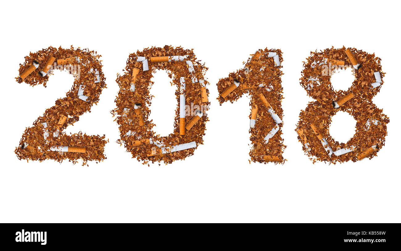 2018 fatta di sigarette ed essiccato il tabacco da fumo Foto Stock