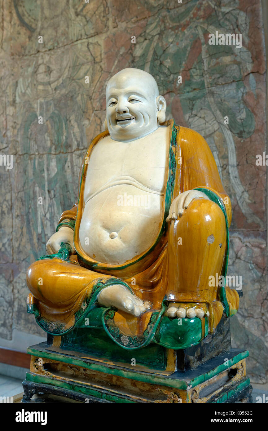 Regno Unito, Londra, Bloomsbury, British museum, gres figura di budai, il grasso monaco sorridente, dinastia Ming, 1486 annuncio Foto Stock