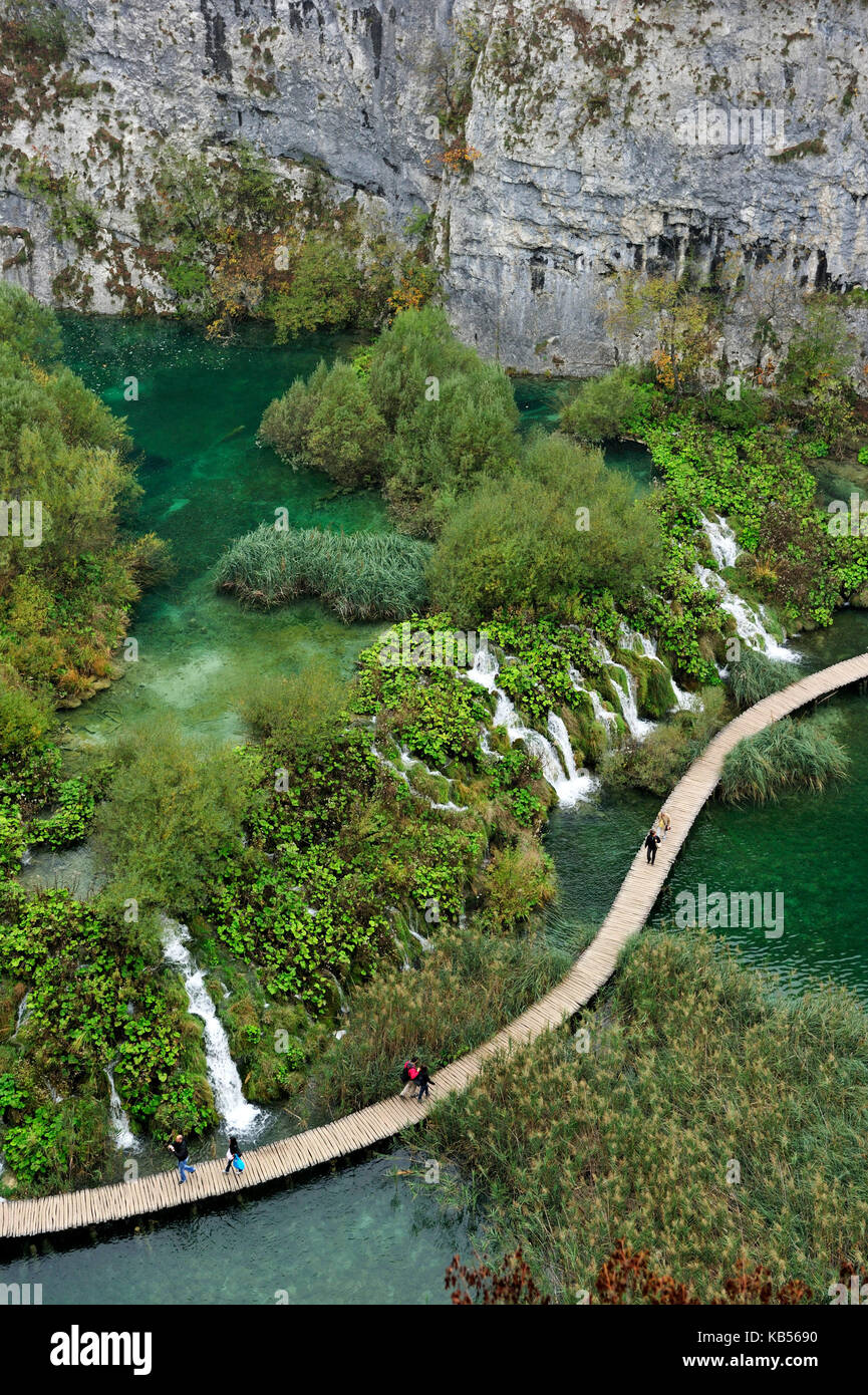 Croazia, il parco nazionale dei laghi di Plitvice sono classificati come patrimonio mondiale dall' UNESCO, laghi inferiori Foto Stock