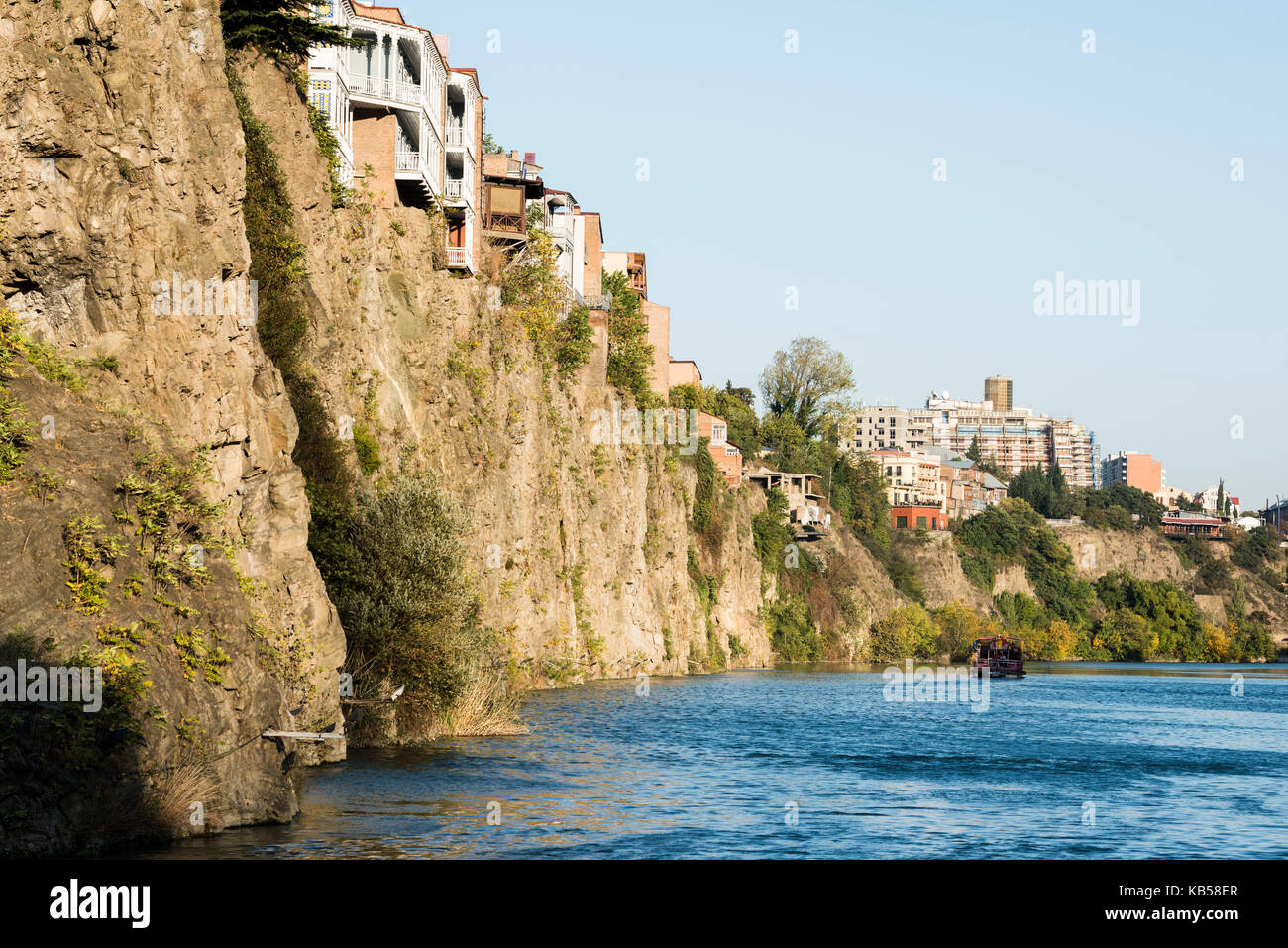 Kura, mtkvari, fiume, Riverside, riverbank, Tbilisi, Georgia Foto Stock
