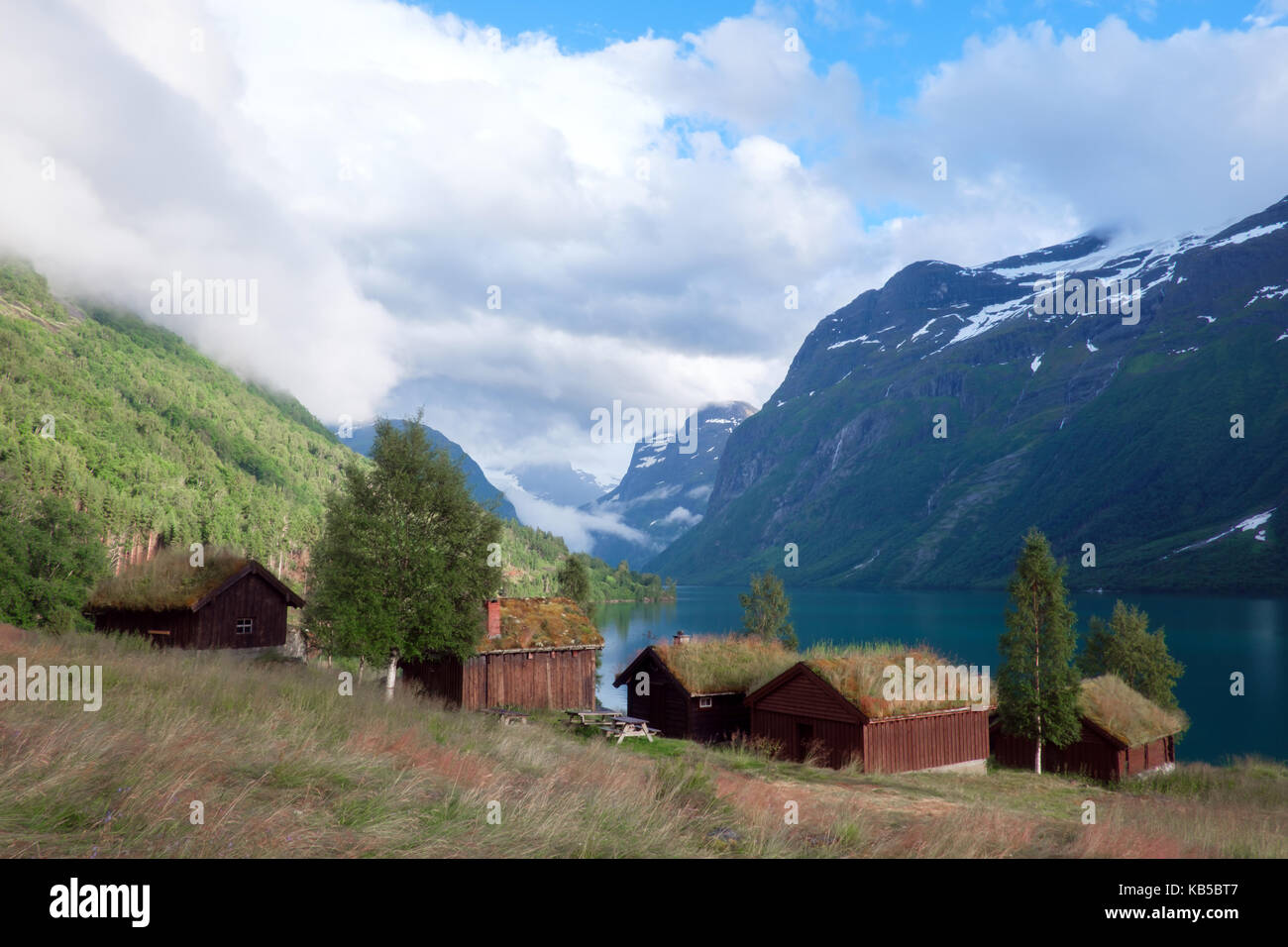 Tradizionale scandinavo vecchie case in legno Foto Stock