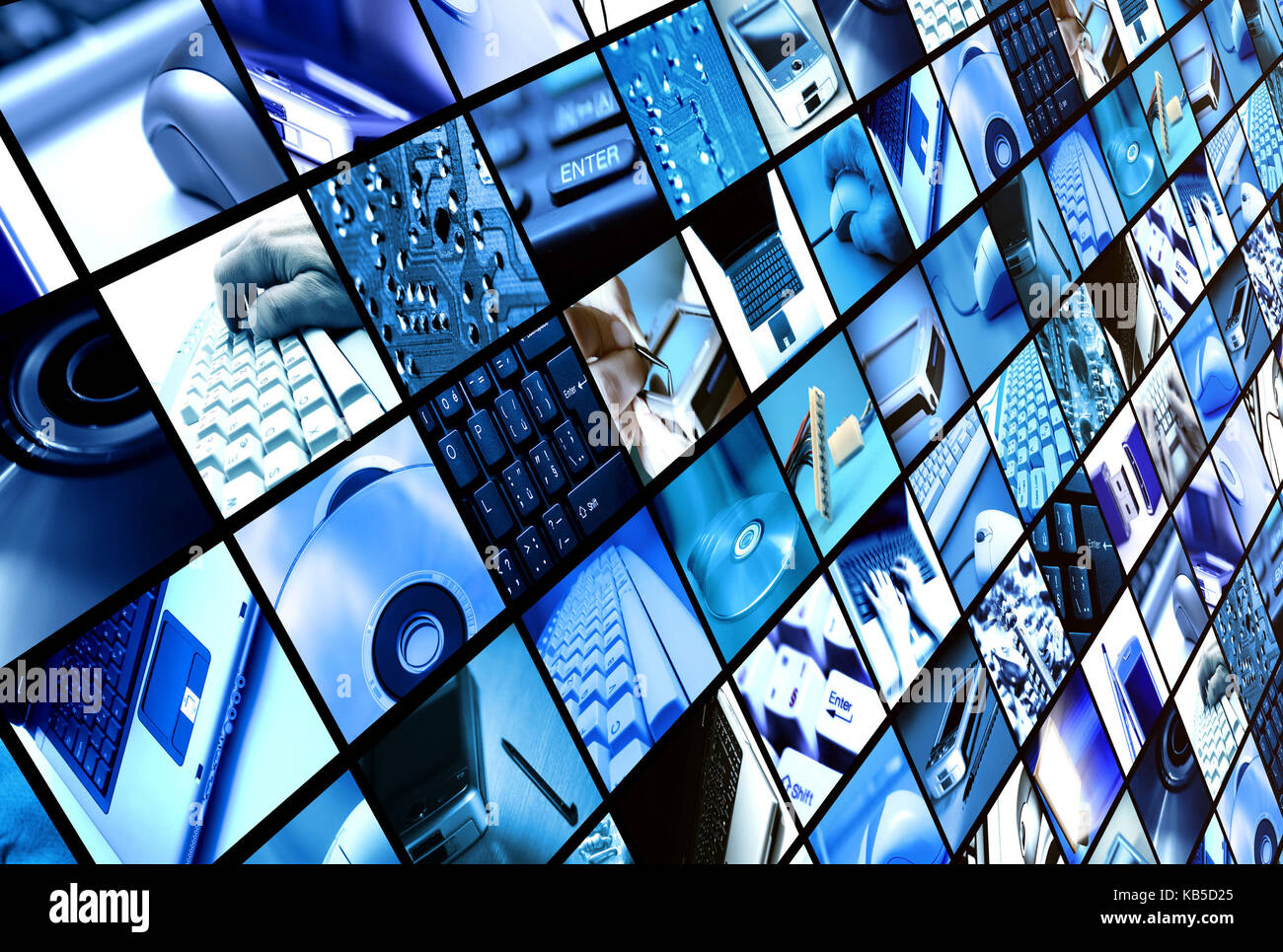 Molti schermi con tecnologia oggetti correlati Foto Stock