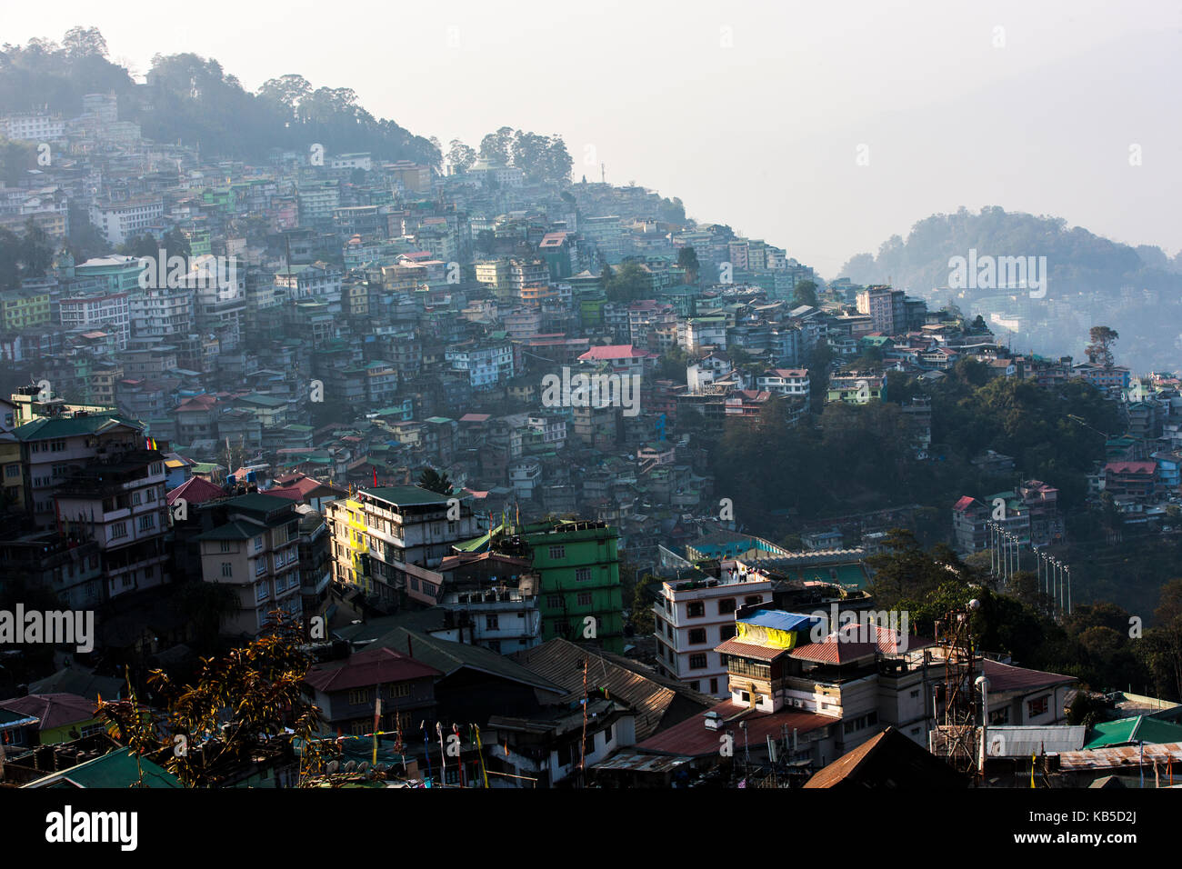 Gangtok città da denzong hotel Regency, Gangtok, Sikkim, India, Asia Foto Stock