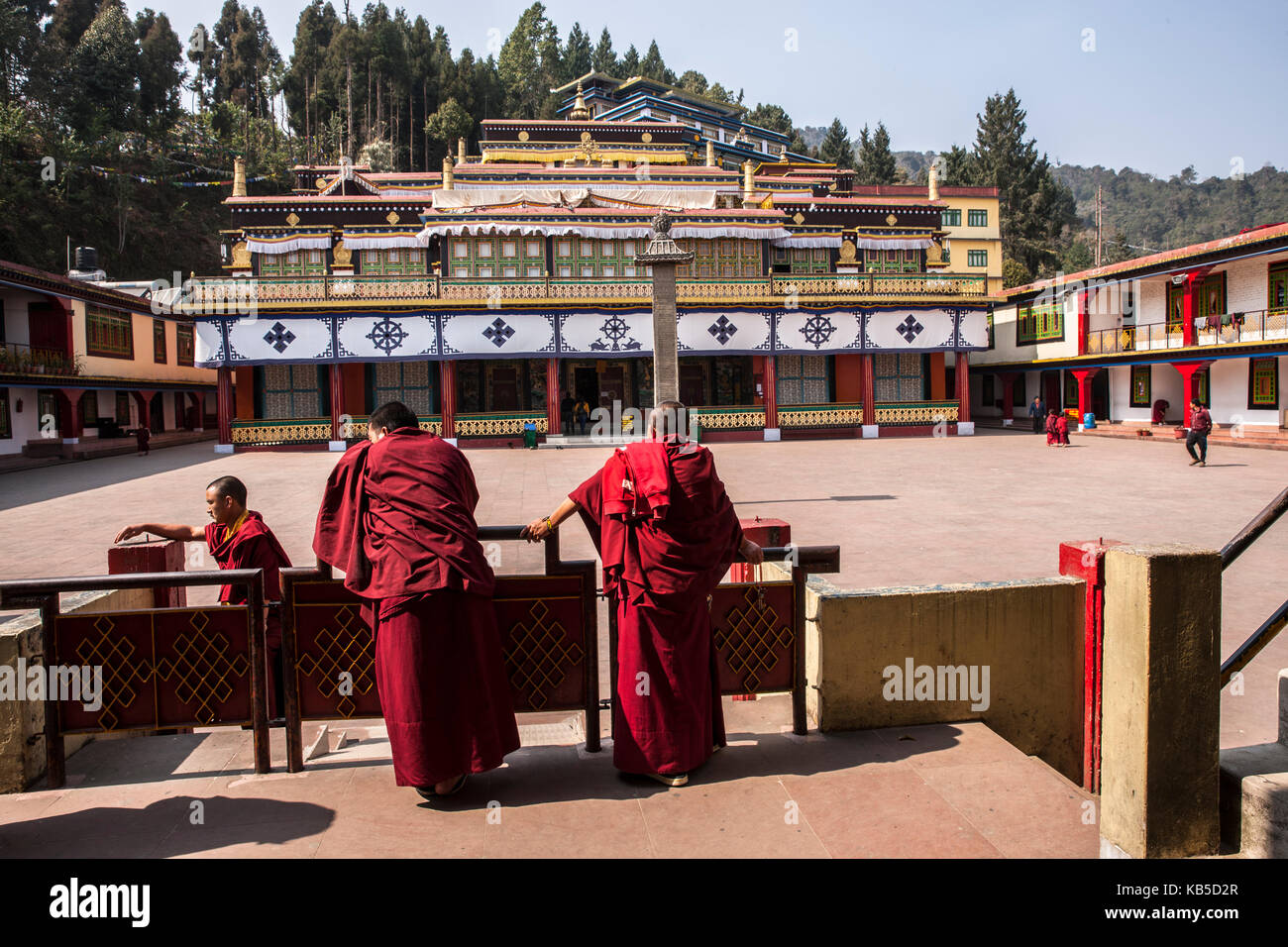 Il monastery di Rumtek (dharmachakra centro) fondata da wangchuk dorje, 9° Karmapa Lama, il Sikkim, India, Asia Foto Stock