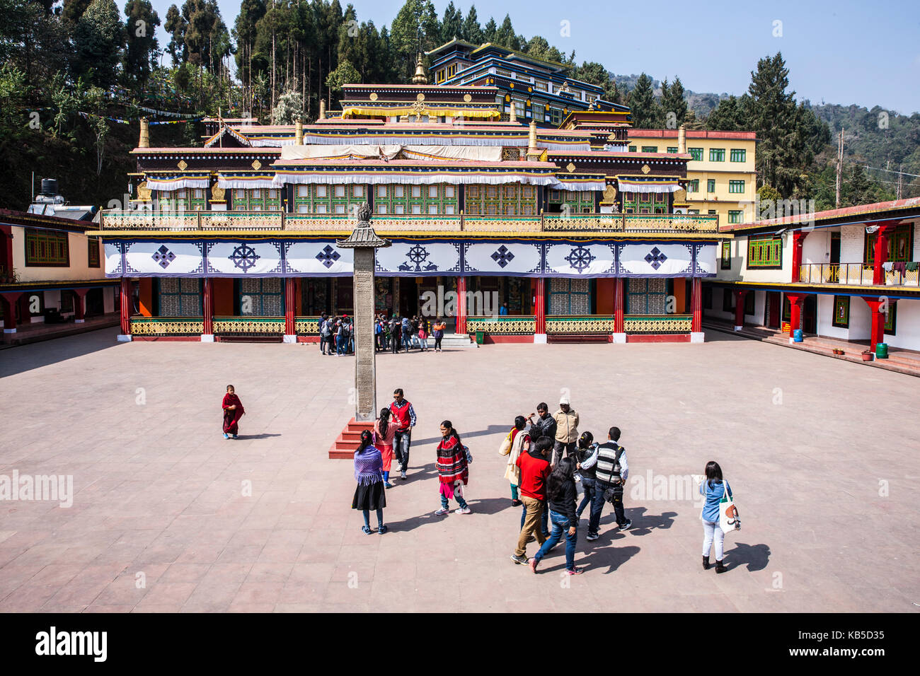 Il monastery di Rumtek (dharmachakra centro), fondata da wangchuk dorje, 9° Karmapa Lama, il Sikkim, India, Asia Foto Stock