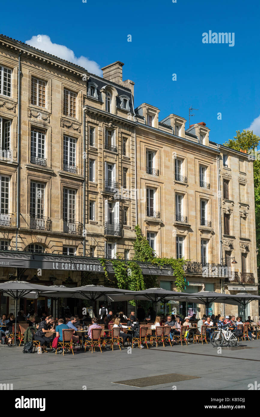 Le Cafe Francais, luogo di Pey Berland, Bordeaux, Francia Foto Stock