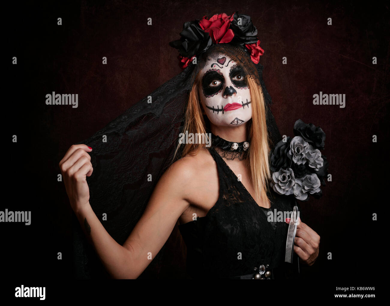 Donna su Halloween Foto Stock