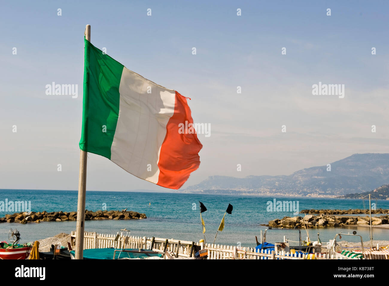 Spiaggia, Ventimiglia provincia di Imperia, liguria, Italia Foto Stock