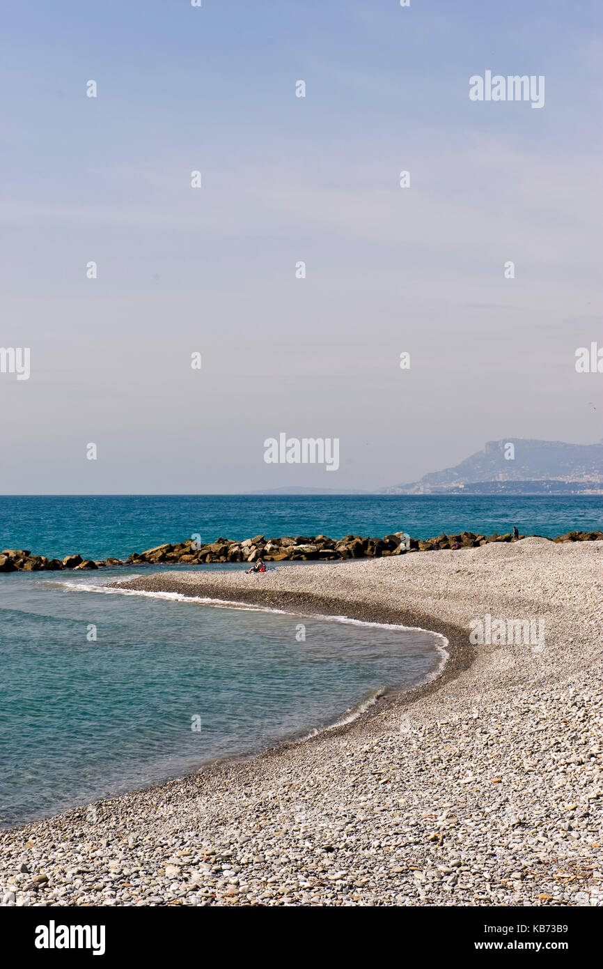 Spiaggia, Ventimiglia provincia di Imperia, liguria, Italia Foto Stock