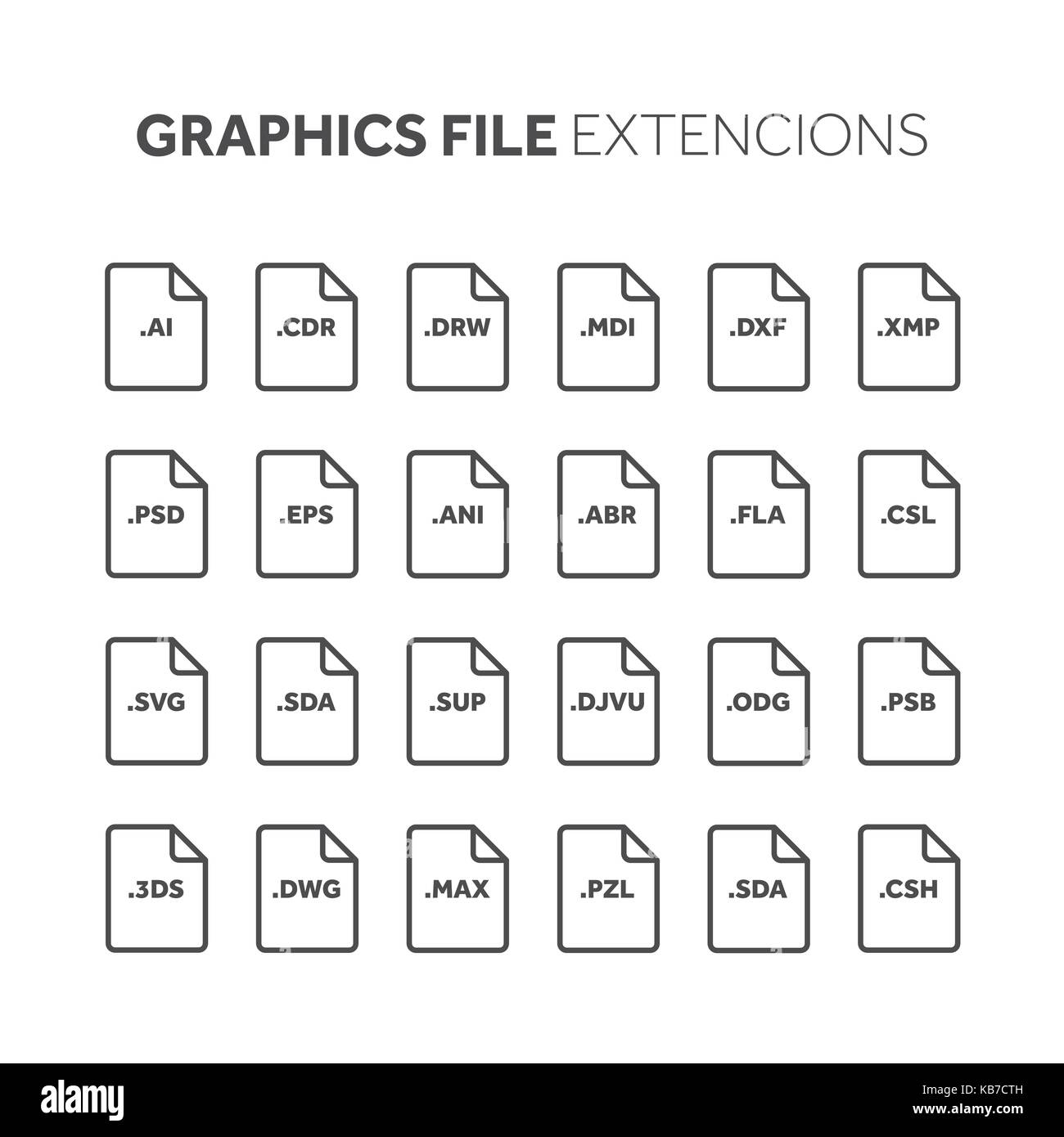 La linea,Outline stile piatto icon set. il codice sorgente, file di programmazione di tipo, estensione. Formato documento. pittogramma. web e multimedia. La tecnologia del computer. Illustrazione Vettoriale