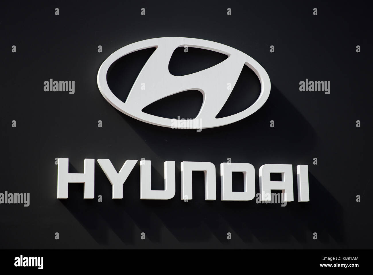 Dettaglio dal logo hyundai a Belgrado in Serbia Foto Stock