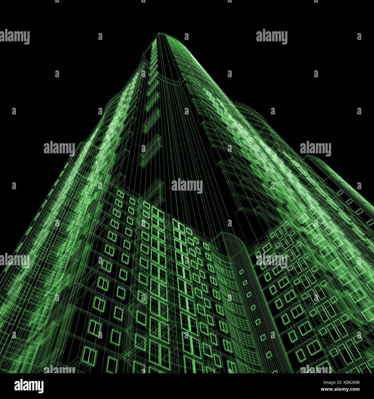 Blueprint architettura rendering 3D Foto Stock
