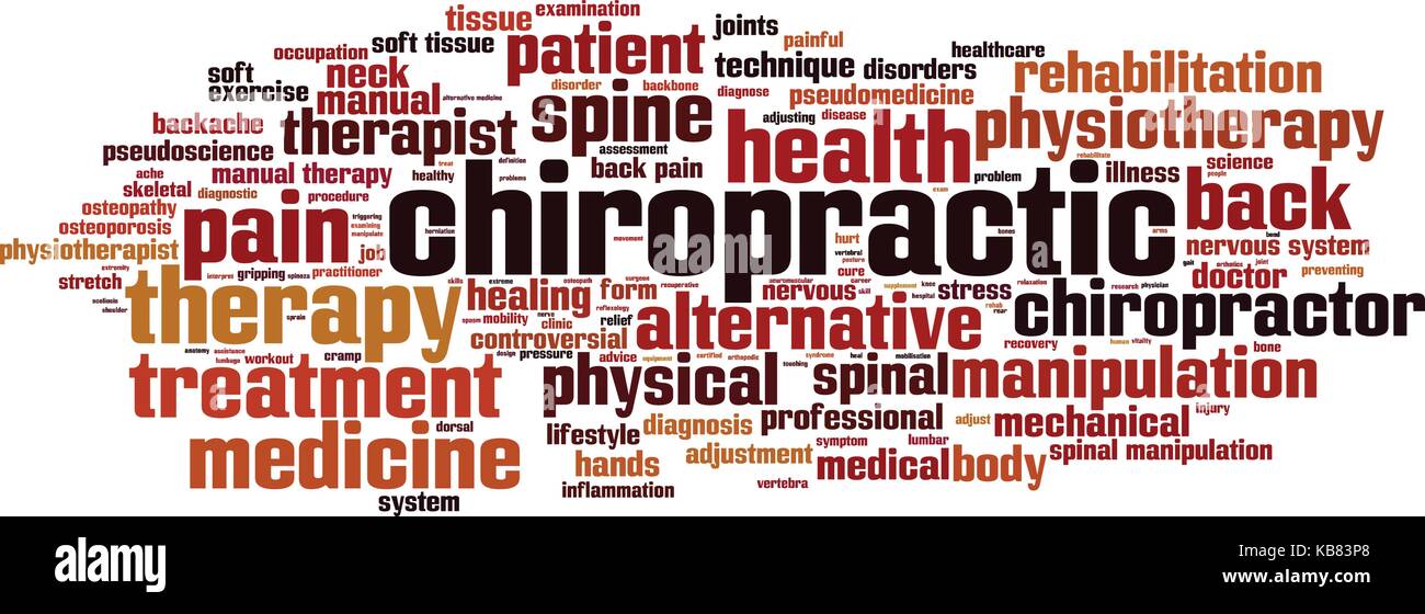 Chiropratica parola concetto cloud. illustrazione vettoriale Illustrazione Vettoriale