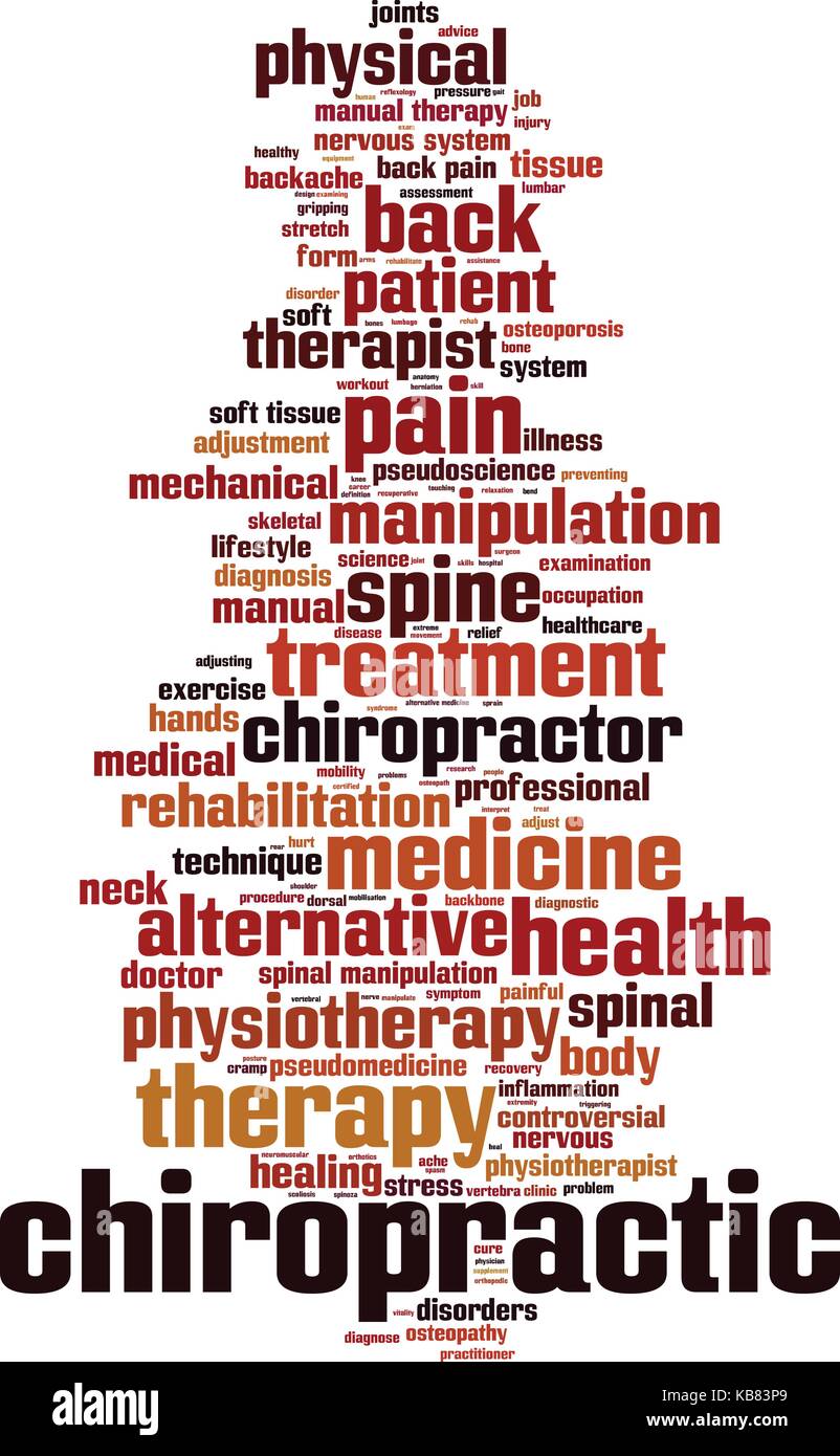 Chiropratica parola concetto cloud. illustrazione vettoriale Illustrazione Vettoriale
