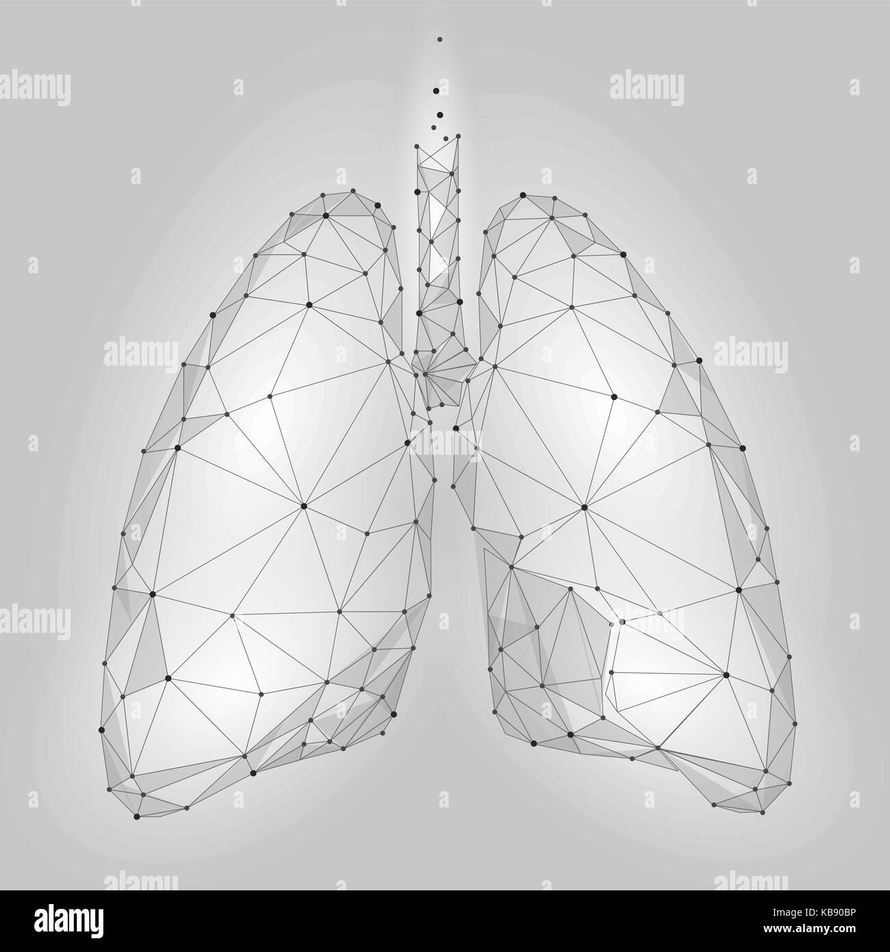 Human organo interno polmoni. bassa poli tecnologia design. bianco colore grigio triangolo poligonale di punti collegati. Salute Medicina sfondo icona illustrazione vettoriale Illustrazione Vettoriale