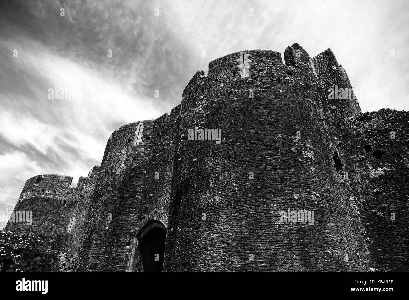 Western interna gatehouse. Castello di Caerphilly. Foto Stock