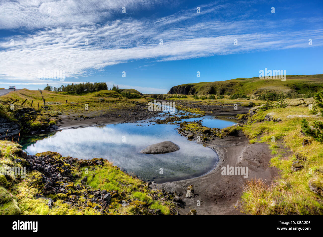 Giornata di sole nel sud est dell'Islanda Foto Stock