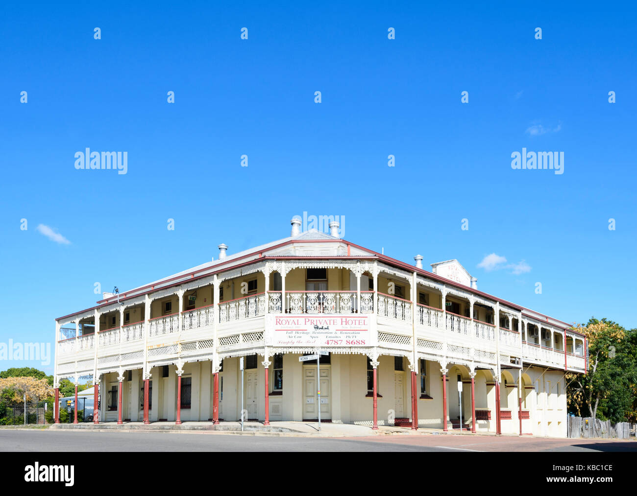 Heritage-elencati di Royal Hotel privato, 100 Mosman Street, costruita nel 1888, Charters torri del Queensland del Nord, QLD, Australia Foto Stock