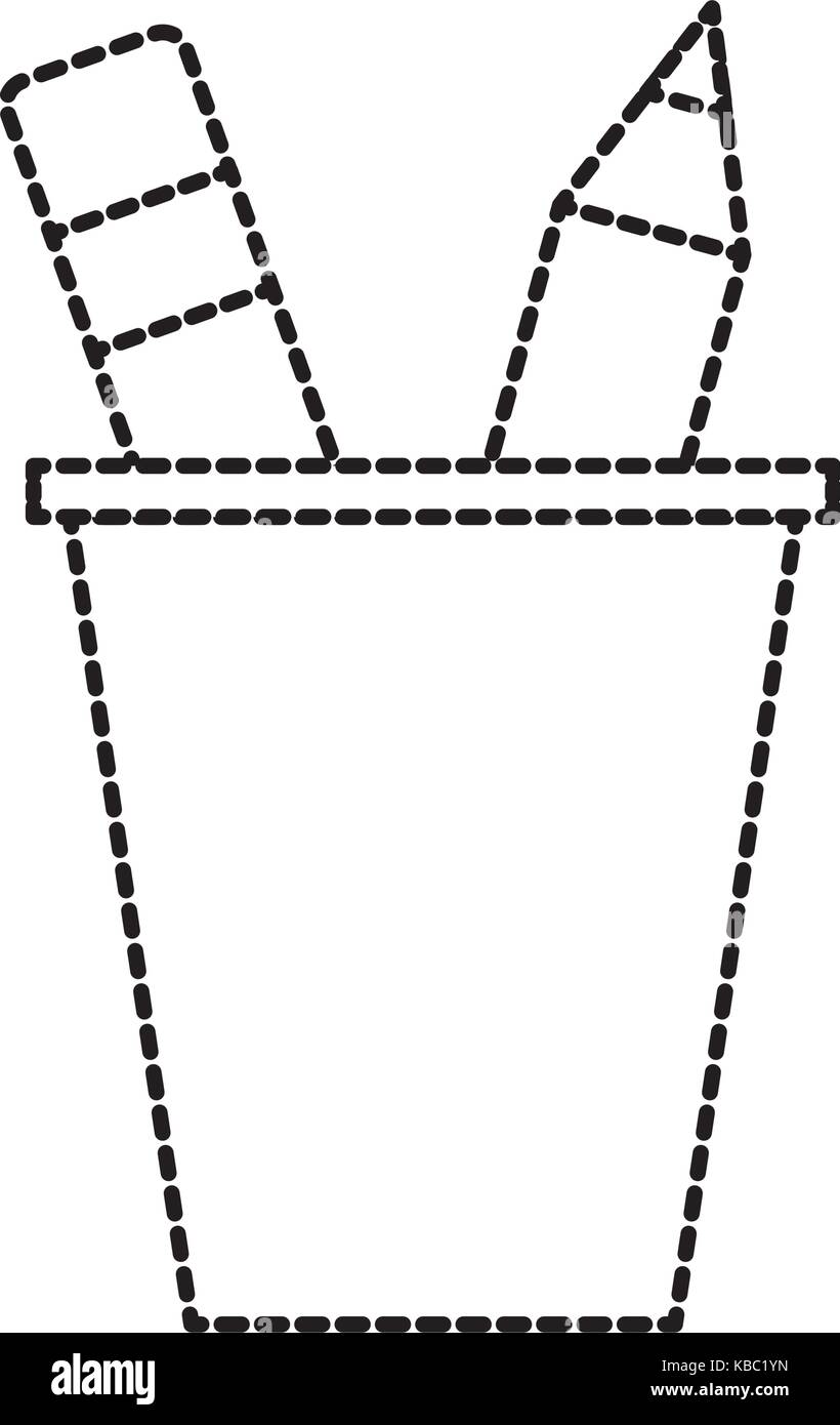 Scuola tazza in plastica con penna della matita forniture Illustrazione Vettoriale