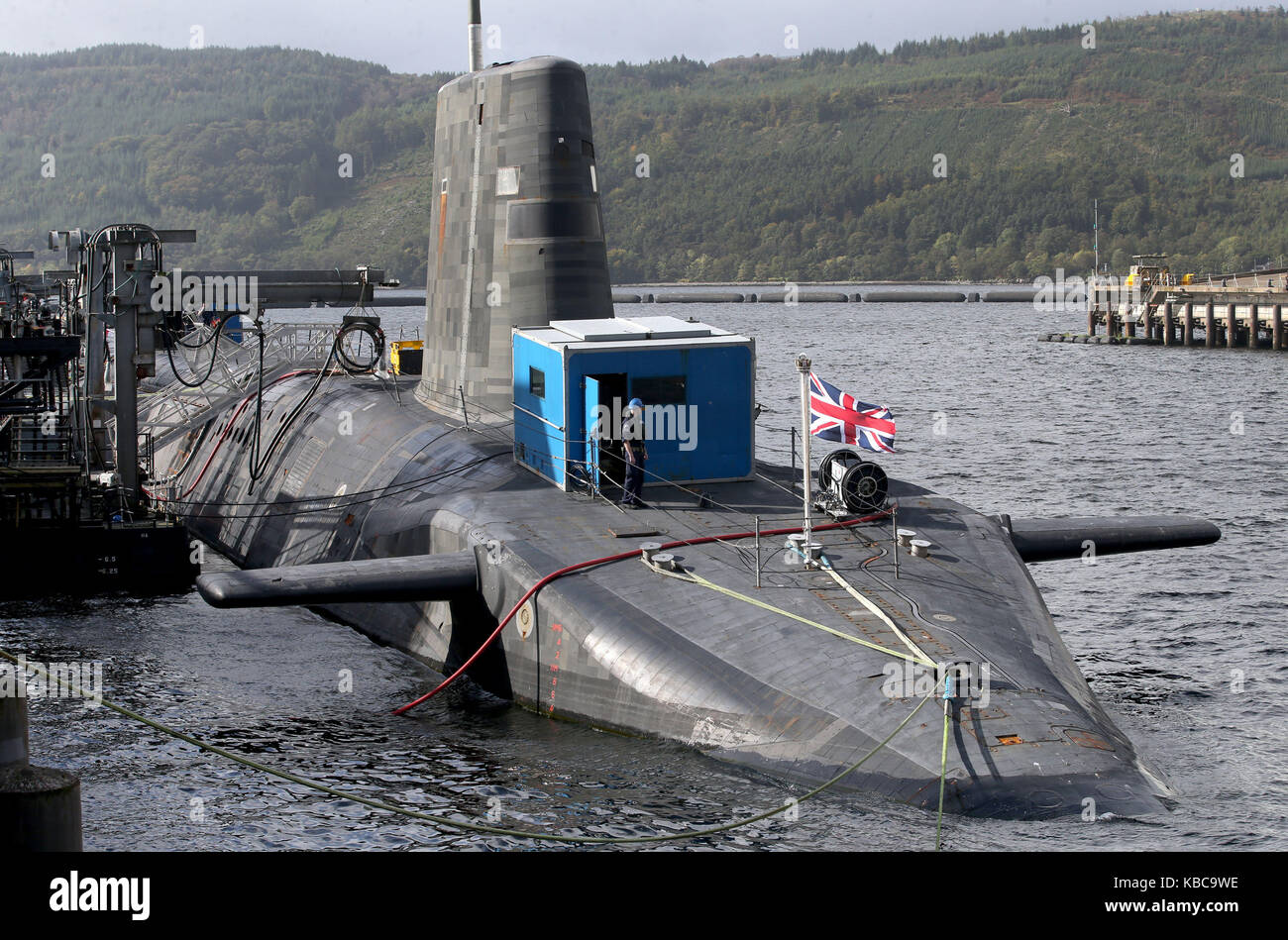 Il Vanguard-classe deterrente nucleare sommergibile hms vendetta a hm base navale clyde, faslane. Foto Stock