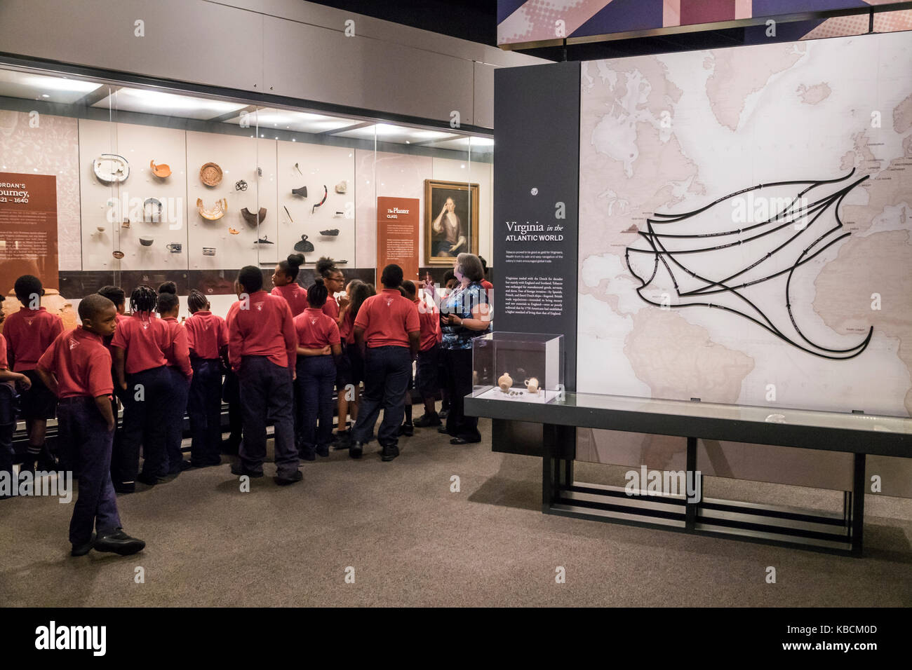 Richmond Virginia, Virginia Historical Society, museo, mostra mostra collezione la storia della Virginia, storia, manufatti, studenti allievo Blac Foto Stock