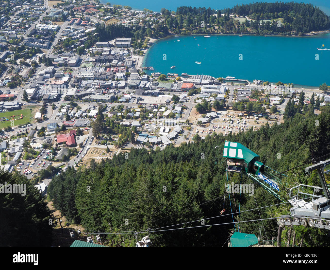 Funivie e bungee jumping a Queenstown, Nuova Zelanda Foto Stock