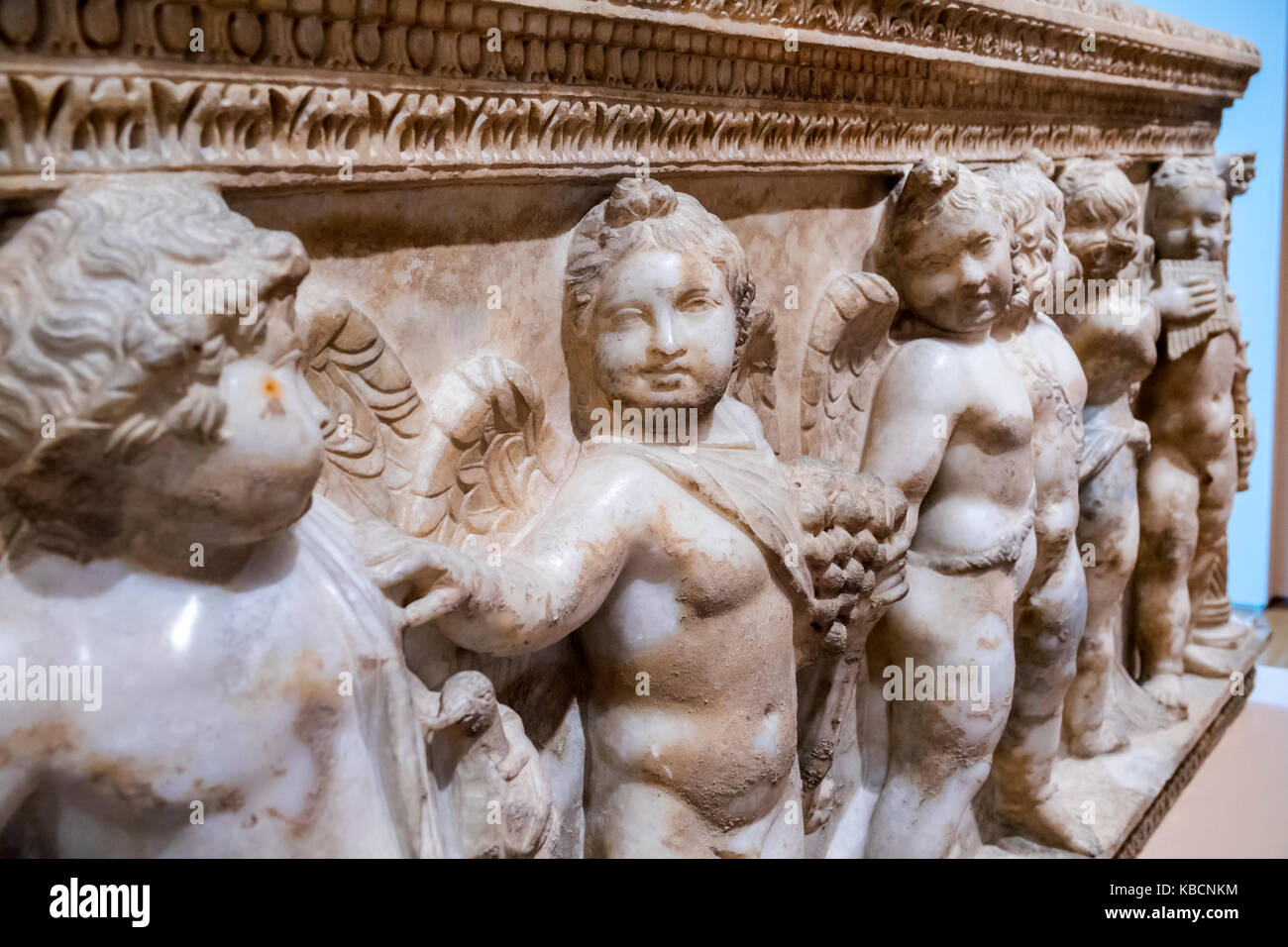 Richmond Virginia, Virginia Museum of fine Arts della Virginia, VMFA, arte antica, sarcofago romano, sarcofagi, dettaglio, gallerie d'arte, interno, visitatori Foto Stock