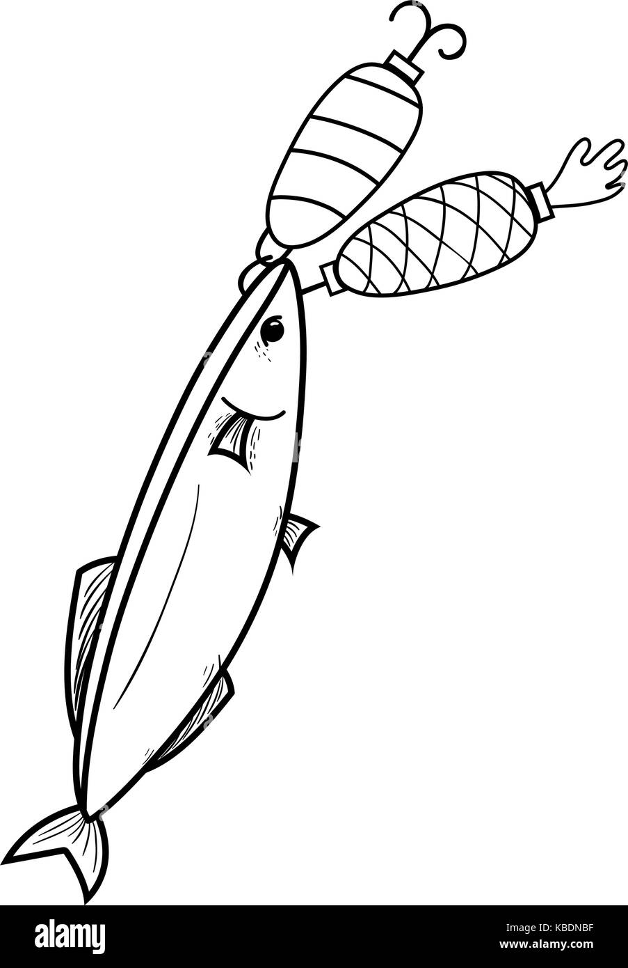 Linea bitting pesce spinner oggetto per la cattura di esso Illustrazione Vettoriale